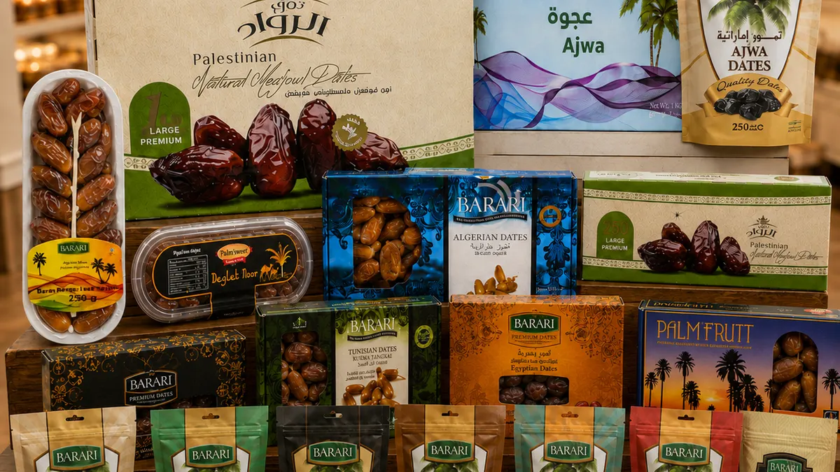 Ragam produk kurma dari berbagai merek yang dinaungi SMJL ditata berjajar