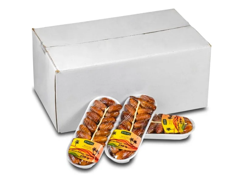 Barari Algerian Dates (Deglet Nour), foam tray 250 g, processed, 24 × 250 g