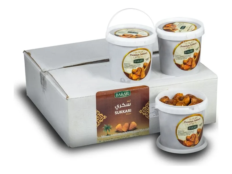Barari Sukkari Dates, plastic pail 800 g, 8 × 800 g